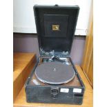 An early 20th century 'His Master's Voice' gramophone Appears to need repairs, turntable does not