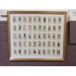 A framed and glazed cigarette card display depicting golfers Appears to be re printed cigarette
