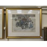 A framed and glazed watercolour of vintage car signed M Chapman No apparent damage to picture. All