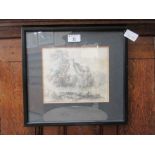 A framed and glazed pencil drawing of country cottage scene signed James Poole