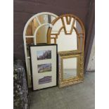 Two arch topped mirrors along with a gilt framed mirror etc.