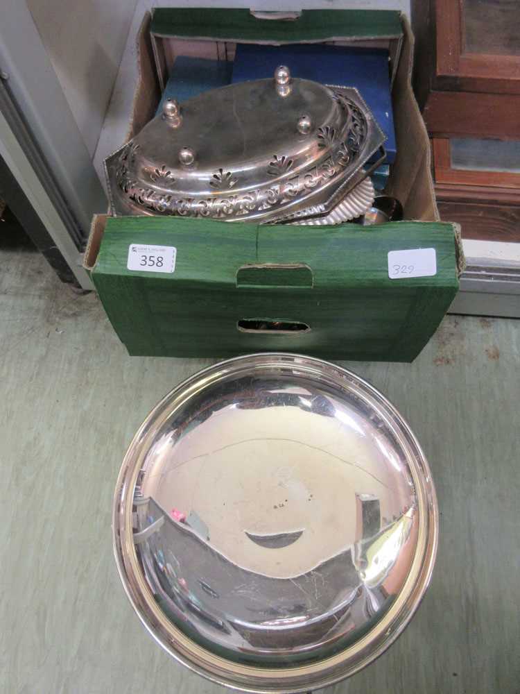A tray containing plated ware to include tazza, flatware, napkin ring etc. - Image 2 of 2