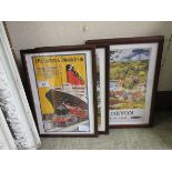 Four framed and glazed travel advertising posters to include British Rail, Midland Railway, etc