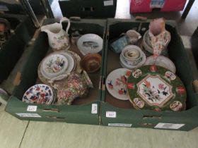 Two trays of ceramics to include oriental items, glazed stoneware, etc