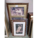 Four framed and glazed photographic prints of scantily clad ladies