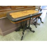 A late 19th century ebony, burr walnut and parcel gilt card table with Wedgwood plaque