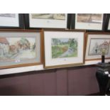 Two framed and glazed watercoolers signed A M Bradbury along with a framed and glazed pastel