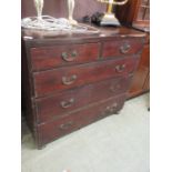 A late 18th century mahogany chest of two short over three long drawers (A/F)