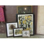 A selection of modern framed and glazed artworks and prints