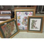 Four framed and glazed embroideries