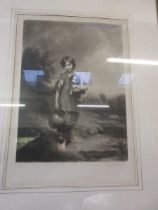 A large gilt framed and glazed etching of young girl with dog, signed in pencil - Norman Hirst, with