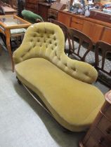 A Victorian button back chaise lounge Dimensions - H, to seat, 35cm, H, to back, 85cm, L, 140cm, ,