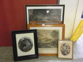 A selection of artworks to include French engravings, military gentlemen, sailing vessels, etc