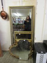 A selection of five assorted wall mirrors