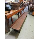 An early 20th century oak bench with back Marks and scratches in places, condition commensurate with