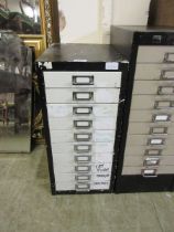 A ten drawer metal stationery cabinet