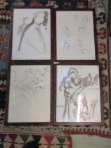 A set of four framed and glazed possible wash artworks of a gentleman