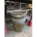 Five galvanised buckets