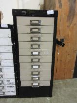 A ten drawer metal stationery cabinet