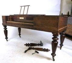 An early Victorian mahogany square piano, the interior rosewood fascia board inscribed for 'John