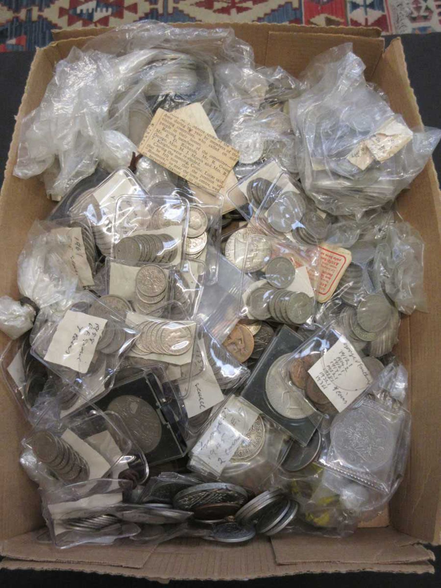 A box containing a large quantity of pre-decimal and other coinage