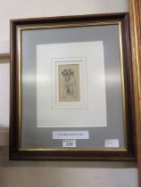 A framed and glazed possible Cecil Aldin drawing of dog