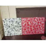 Two modern stretched oils on canvas of modern artwork