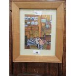 A small framed and glazed signed print of cats titled 'Do Not Disturb'