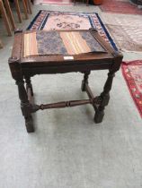 An early 20th century turned oak stool (For caning)