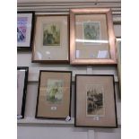 A group of four prints and etchings of townscapes including three by Robson