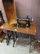 A Singer treadle operated sewing machine