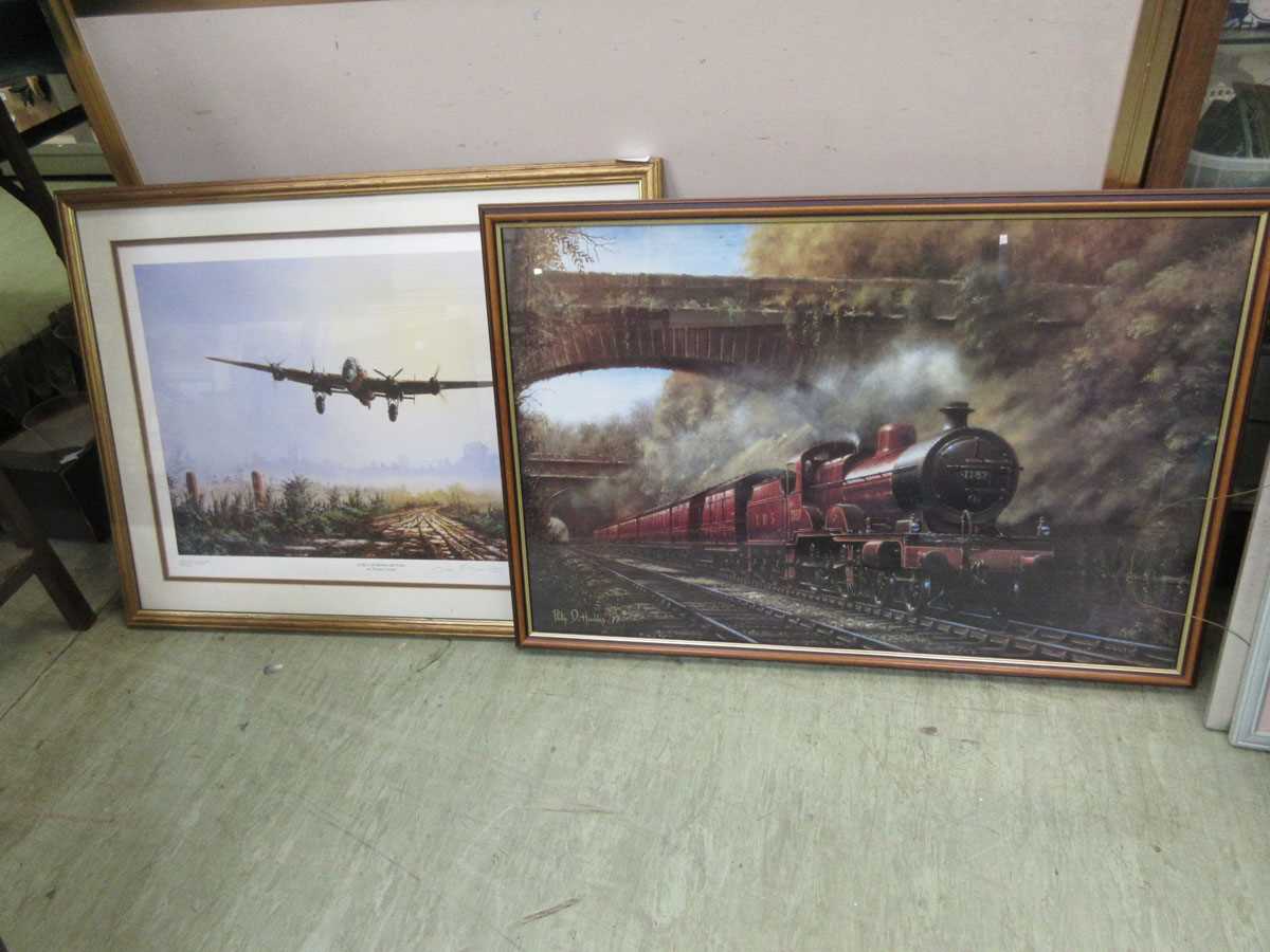Thomas Gower print entitled 'Early Morning Return' together with a locomotive print