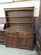 An Old Charm oak dresser with plate rack