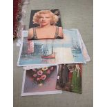 Marilyn Monroe print on canvas together with oils on canvas and another print