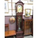 A 20th century Belgian long case clock with moon phase