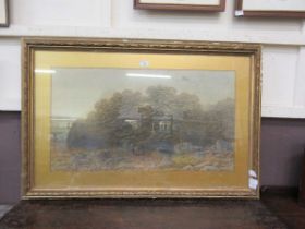 A framed and glazed watercolour by Peter Deakin of Harefield Middlesex