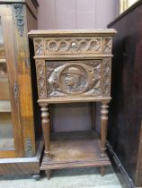 A French marble topped washstand with drawer and cupboard door above open storage