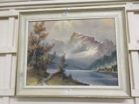 A print on canvas depicting Alpine scene