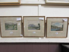 Three framed and glazed watercolours of countryside and river scenes by Claude Hamilton