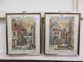 Two framed and glazed continental street scene prints
