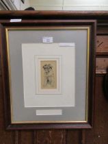 A framed and glazed possible pencil drawing by Aldin of a dog