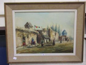 A 1960s framed oil on canvas of eastern scene signed bottom left V.Zirakian 1962