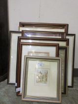 A selection of framed and glazed artworks to include watercolours, prints, postcard style