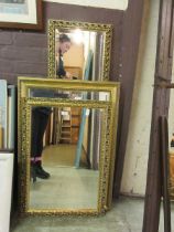 Three modern gilt framed wall mirrors