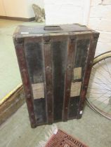 A wooden banded fibre travelling trunk