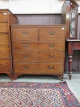 A 19th century mahogany campaign chest having two large drawers above three long graduated drawers