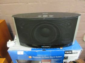 A boxed wireless sound system by Blaupunkt