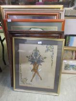 A large quantity of framed and glazed prints of various subjects to include ladies, courting
