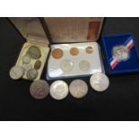 An American Morgan dollar 1889, New Orleans Mint 1986 Liberty half dollar and other coins