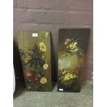 A pair of Victorian floral paintings on oak panels